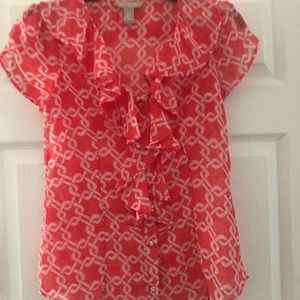 Banana Republic Ruffle Button Down Blouse- XS